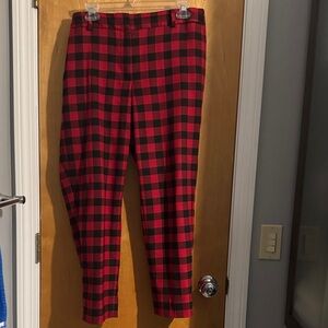 Talbots Red and Black Checkered women’s ankle length pants. Size 14P.